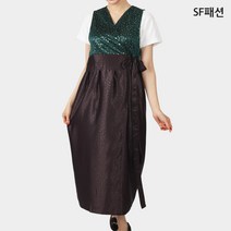 개량 한복풍 원피스 앞치마 명절 한식당 정식당 떡집, 녹색땡땡이(sfae243)