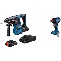 보쉬 GBH18V-26K25 18V 브러쉬리스 SDS-플러스 불독 1 In. 로터리 해머 킷 위드 (2) 코어18V 4.Ah 컴팩트 배터리 & GDX18V-1860CN 커넥티드-레, with free cordless impact dri