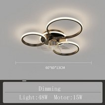 실링팬 천장형 서큘 천장선풍기 공기순환팬 천장 팬 램프 2022 새로운 거실 현대 침실 조명 럭셔리 보이지, 06 Black 3 Ring_01 110V