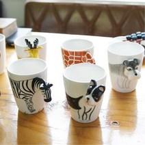 아이들용 동물농장 3D손잡이 머그컵 자취선물 에이드, 비글