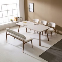 홈앤힐 베움 애쉬원목 통세라믹 6인 식탁세트 벤치형, [베움] 6인 식탁세트(의자3개+3인벤치)