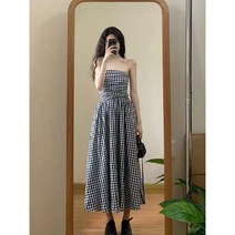 런메시Runmecy 여름 원피스 고급 체크 원피스
