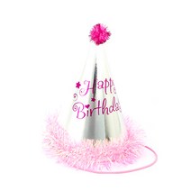 반짝이 수술 생일고깔 모자 핑크 꼬깔모자 생일파티 돌잔치, 단품