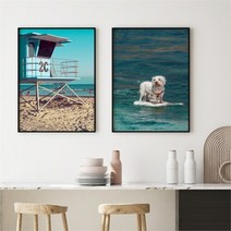 셀러허브_리빙 세로 해변 서핑 여름 인테리어 액자 No1~8 프레임 30호, 선택완료