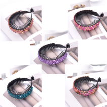 핸셀 큐빅 당고 똥 포니테일 머리 헤어 클립 핀, 큐빅 헤어클립 레인보우