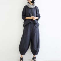 [오시온다] 여성캐주얼정장투피스 린넨7부셔츠+팬츠세트v.02180623 여성정장세트