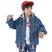 더베이지 봄 주니어 남아 청자켓 리체 후드 데님 자켓 J7293 아동 초등학생 후드 탈부착