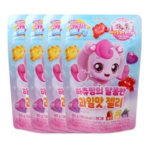 해호 캐치티니핑 젤리 4종 4개 띠부씰스티커, 하츄핑 달콤한과일맛젤리 4개