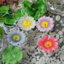 꼬모가든 데이지 플로팅 캔들 1P (길쭉형) 수반 어항 연못 장식 물의 정원 인테리어 소품, 회색(무향)
