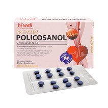 New ZeaLand직구 Hi Well Premium 프리미엄 퀄리티 Policosanol 60테블릿 1팩, 수량, 상세참조