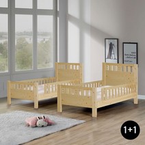 키즈돔 트윈 원목 싱글침대_네추럴 / 싱글침대 2조 / 매트포함, 없음