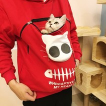 맨투맨 고양이 슬링백 캥거루 주머니 산책 외출 후드 점퍼, A타입M