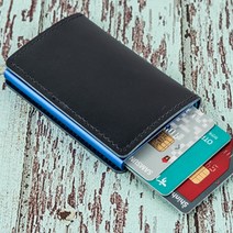 CASEKEY 심플 카드지갑 / 슬라이드 팝업 방식 메탈 신용 RFID차단 가죽 소재 머니클립 명함