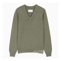 [메종마틴마르지엘라] (당일) 22FW 메종 마르지엘라 디스트레스드 카키 여성 브이넥 니트
