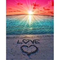 세진 NEW 보석십자수 제품 72가지 신제품 새로운 취미생활 보석 십자수 보석십자수, 34x44 LOVE 해변