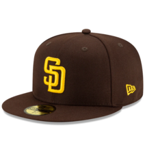 MLB San Diego Padres SD 59FIFTY 5950 Men Fitted Era Hat 캡 브라운 옐로우