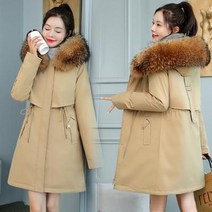 여성 여자 겨울 숏패딩 롱패딩 잠바 패딩점퍼 야상 여학생 커플 추천 꽃 Jie 플러스 사이즈 후드 모피 롱 파카 2021 슬림 캐주얼 블랙 웜 코트 다운 코튼 패딩 용 48