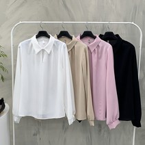 [봄신상무배]드레이프 셔링 카라넥 블라우스