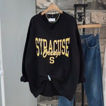 상상그이상 여성용 국내제작 오렌지 맨투맨 루즈핏 시보리 브이넥 늘어짐없는 레터링 맨투맨 코디하기 쉬운 데일리 티셔츠 가성비 좋은 롱맨투맨