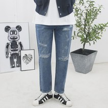 28~38 남자 무릎 데미지 찢어진 워싱 중청 데님 팬츠 바지