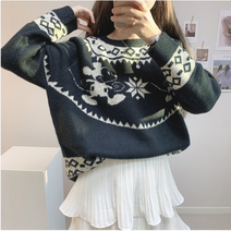 (당일)미키마우스 니트 눈꽃 디즈니정품 검정