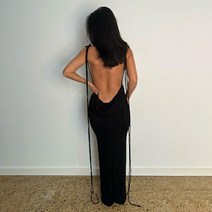 휴양지원피스 등이없는 맥시 드레스 한 오렌지 스파게티 스트랩 슬림 여성용 긴 클럽 파티 비치 여름 블루