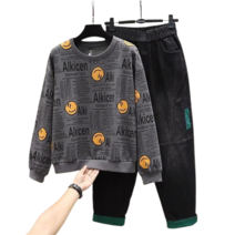 꽃소담 여성 봄가을 맨투맨 배기 청바지 상하의세트 투피스 QQA1775