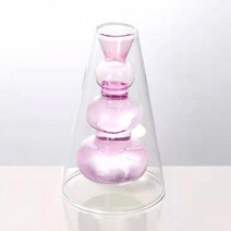 이중글라스 버블 꽃병(핑크) 유리화병, 단품