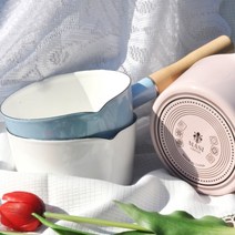 이태리 마시멜로우 법랑 밀크팬 3 color 인덕션 이유식 냄비 밀크팟 소스팟, 핑크
