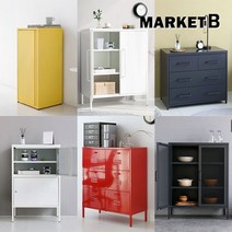 마켓비 철제수납장 서랍장 거실 캐비넷 캐비닛 다용도 베란다 틈새 좁은 MK0015, DOMINIK-A-레드