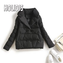 HOLIDIS 여성 슬림핏 숏 패딩 면복 자켓 가을 겨울 패션 도톰 코트 더블 정장 칼라