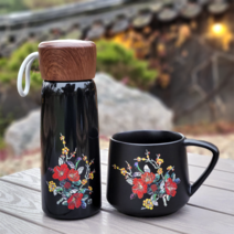 외국인선물 자개텀블러 공예품대전수상 두리가온 자개전사 텀블러 머그잔, 두리가온 자개텀블러+머그잔 동백세트