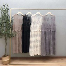 GRSOEZO홀릭] 자수 레이스 베스트 롱조끼 레이어드 샤 베스트_vi0559