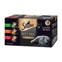 쉬바 전연령용 고양이 파우치 베스트 믹스 주식파우치 3종 x 6p 세트 1260g, 생선, 2개