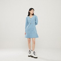 랩 LAP AM1DO263 밑단 페플럼 데님원피스 (P001941472)