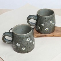AGY756589봄맞이꽃 머그컵 2P세트(소) -쑥색 300ml, 상세페이지 참조