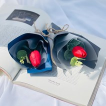 러블리팜 추모용 납골당 꾸미기 미니 조화 꽃다발 1+1 모음, 튤립1+1, 레드