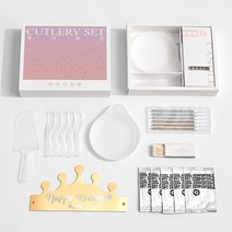 빈티지 디저트 커트러리 포크 나이프 생일 케이크 식판 와 박스 세트 고급 포장 맞춤 로고 콤비 식기 캔들 모자, 03 코 레드5인원패션 버전