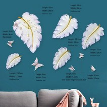 고급벽시계 창의적인 모던 디자인 대형 거실 사일런트 럭셔리 3D 스티커 깃털 홈 데코 50, 11.Style 12 - Other
