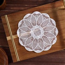 연꽃 자수 원형 화이트 레이스 러그 티코스터 책상매트 홈인테리어 촬영소품 홈데코 탁자레이스 미니소품