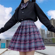 JK 교복 정장 블랙 셔츠 플리츠 스커트 여 슬림 여름 새로운 하프 스커트 여성 여름 대학 스타일 하이 웨이스트