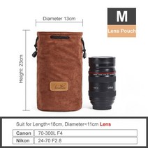 럭셔리 벨벳 양털 DSLR 카메라 가방 렌즈 파우치 삼성 NX NX1 NX5 NX20 NX30 NX100 NX200 NX210 NX3300 NX300M NX500, 렌즈 파우치 브라운 M