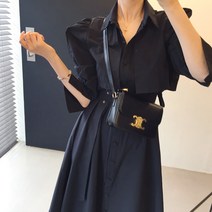 케이프 트렌치 벨트세트 버튼 롱 셔츠원피스 (2color)