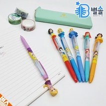 디즈니 공주 캐릭터 3색볼펜 0.5 초등 여아 필기구, 벨