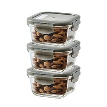락앤락 오븐글라스 유로 밀폐용기 세트, 3개, 정사각 300ml