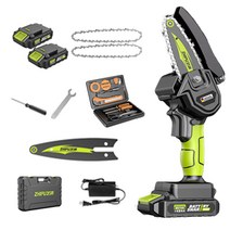 MWG 고출력 무선 전기톱 충전식 초경량 전동 체인톱, 4인치 톱날2개+배터리1+1, 1개