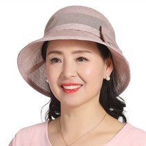 데일리비 단아한 리본 브로치 장식 여름 메쉬 중년여성 챙모자 엄마모자 햇볕차단