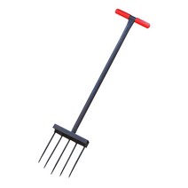 농업용 포크 호미 삼쇠 도라지창 쇠고랑 로터리 삽, T자형검은색무광흙터닝(손잡이색상은랜덤)