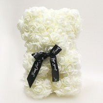 금비 로즈베어 장미곰인형 생일 기념일 생일 선물 인테리어 소품 (선물상자 포함), 소(24cm), 크림