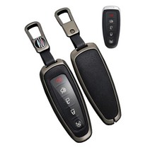 포드 키 포브 커버 케이스 금속 쉘 자동차 스마트 보호 키체인 호환 C-맥스 엣지 이스케이프 익스페디션 토러스 포커스 플렉스 링컨 MKX MKS MKT 네비게이터 P-FDK-QBL, P-FDK-QBLACK
